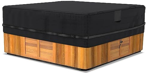 Lametta Abdeckung Whirlpools,Schwerlast 600D Oxford Whirlpool Abdeckung Wasserdicht mit UV- und PU-Beschichtung und hoher Reißfestigkeit,mit tragegriff und Belüftungsöffnungen-200W×200D×85H cm