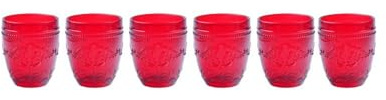 BRANDANI Bicchiere Rouge Rosso Set 6 Pezzi Vetro 10cm Tavola di Natale