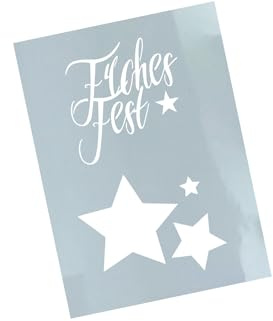 Schablone Frohes Fest und Sterne - x-mas Stencil Weihnachten Malvorlage Weihnachtsschablone - Karten Küche Backen Deko Weihnachtsdeko - zAcheR-fineT (DIN A5)