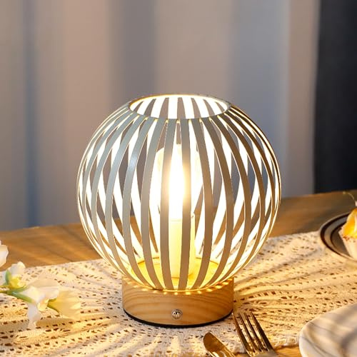JHY DESIGN Touch Bedside Tischlampe, Metall, Käfig, LED, Laterne, kabellos, mit LED-Glühbirne, Akzentlampe für Hochzeiten, Partys, Patio, Veranstaltungen für drinnen und draußen