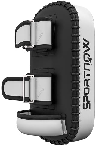 SPORTNOW Colpitore Boxe Imbottito per Braccio, Pao Muay Thai in PU e EPE con Cinghie e Maniglia, 38x20x18 cm, Nero