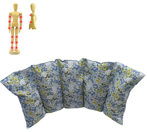 savasanas Saco Semillas Microondas Flores Azul/Amarillo XL - Saco Termico - Bolsa Calor microondas - saquito Relleno con Huesos de Cereza - Bolsa de Calor - Tela 100% algodón - 50x20cm