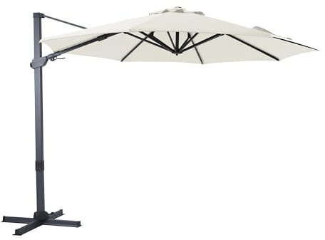 AXI Cyrus Premium Grey/Beige Garden Parasol - 300x300 cm Garden Umbrella - Terrace Umbrella, Aluminum Frame, 360° Rotation, 3x3 Cantilever Parasol - UV Resistant