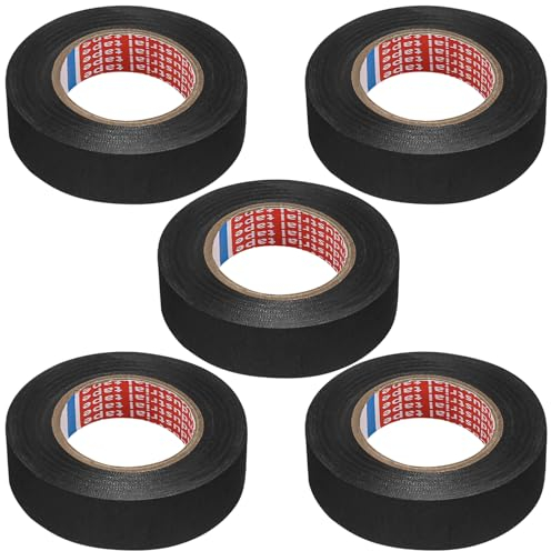 5 Stück KFZ Gewebeband, Auto Kabelbaum Filzband Selbstklebend, Gewebeband Panzerklebeband, Hitzebeständiges Kabelbaum Filzband Isolierband,Isolierband Schwarz für Kabelbäume Elektrisches Klebeband