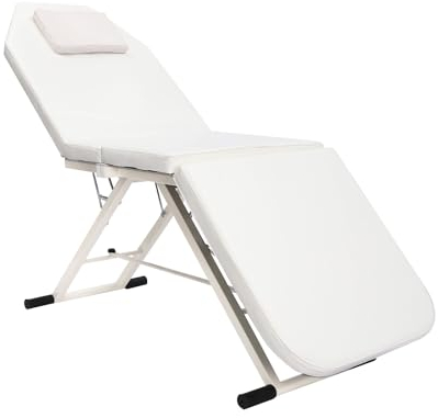 Susoso Mobile Massageliege 3 Zonen, Massagetisch Klappbar 70cm Breit Höhenverstellbare Kosmetikliege Massagebank Massage Liege für Schönheitssalons, Massageräume, Weiß