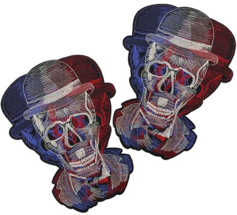 Gogogmee 2stücke Kreative Skull Patches Für Kleidung Große Gestickte Applikationen Für -mode Reparieren Und Dekorieren Von Kleidung Jeans Taschen Und