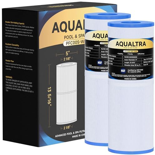 AQUALTRA Spa Filter Cartridges Compatible with PRB50-IN, C-4950, FC-2390, Guardian 413-212-02, 373045, 13 5/16 x 5 Inches Drop in Hot Tub Filter 2 Pack