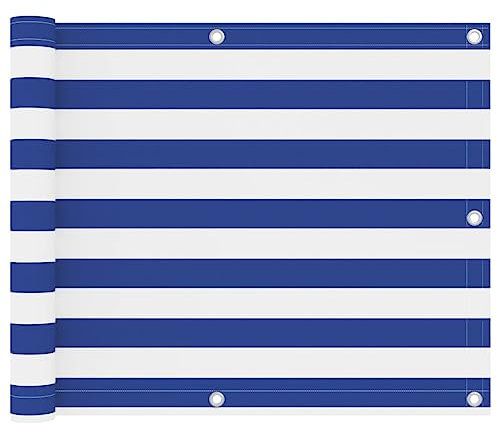Hovothy Balkonbespannung Balkonsichtschutz Sonnenschutz Sichtschutz Moderne Balkonverkleidung für Schutz der Privatsphäre Balkon Dekoration Winddicht und UV-beständig Blau und Weiß 75x400 cm
