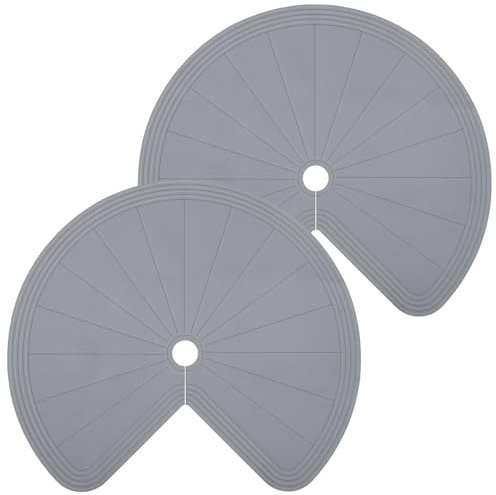 DoubleFill Lazy Susan Regaleinlage, Silikon, rutschfest, für Schubladen, Kühlschrank, Schrank, Organizer, Grau, 66 cm, 2 Stück
