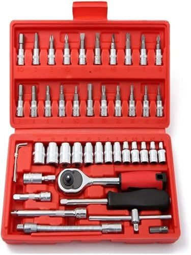 Llave de Vaso Juego de 46 llaves de trinquete con unidad de 1/4 de pulgada, herramienta de mantenimiento de automóviles, llave de tubo, herramienta de hardware combinada Herramientas De Mano