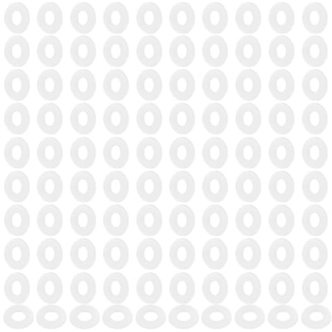 PATIKIL 120 piezas Arandelas planas de nylon M4 4mm ID 9mm OD blanco | 1mm de grosor, Arandelas redondas planas de sellado de plástico Espaciador Juntas de repuesto