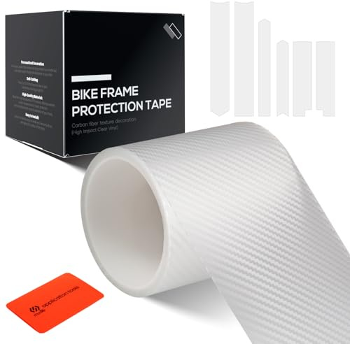 CNCLOL Bike Frame Protection Tape, Bicycle Protector Wrap Film Cover, 3m / 118 Length x 4 Width for Ebike/Gravel/Mountain Bike/MTB/Road Bike, Carbon Fibre Pattern, Semi-transparent