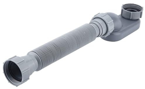 Profilo basso 1 1/2 P Trap flessibile per vasca da bagno doccia tubo di scarico P piatto Trap vasca autoportante scarico per vasca da bagno scarico, grigio, D
