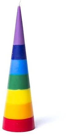 LivuX Kegelkerze Regenbogen ohne Duft – Unparfümierte, handgefertigte Kerze aus nachhaltigem Palmkernwachs – 21x5,5 cm – 245 g – Brenndauer 19–22 Std. – farbenfroh & umweltfreundlich 1381