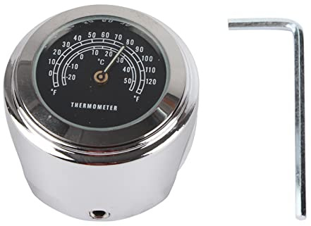 Cryfokt Fahrrad Lenker Uhr Lenker Thermometer, 22 Bis 25mm, Aluminium Glow in The Dark Fahrrad Zubehör, Wasserdichtes Motorrad-Lenker-Thermometer Zubehör (BLACK)