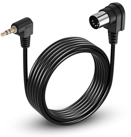 CERRXIAN 10FT 5 Pin DIN to 3.5mm Cable,90 Degree MIDI Din 5 Pin Male to 90 Degree 3.5mm 1/8'' Male TRS Stereo Jack Audio Cable for Speaker, Amplifier,Mixe, MIDI Keyboard