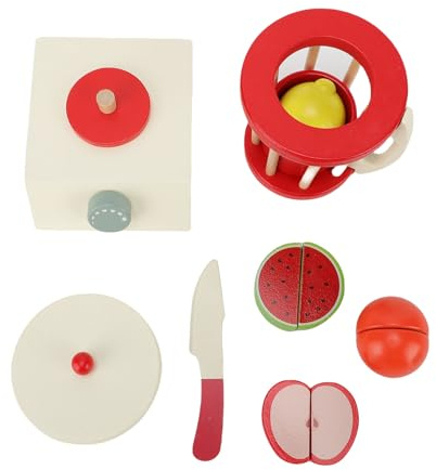 Alomejor Toy Kitchen Accessories, Beechwood Eye Catching Design Fruit Juicer Maker with Cup Cutter for Toddlers Kitchen Play