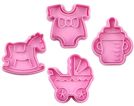 KieTeiiK Moldes para Galletas con Forma De Cochecito Bebé Juego 4 Piezas Herramientas Hornear Aptas Lavavajillas Postres Y Celebraciones Baby Shower Equipo Manualidades con Azúcar