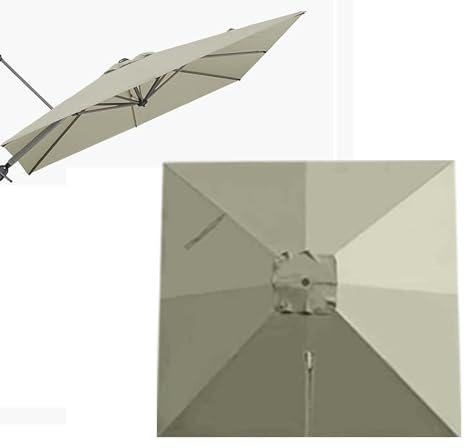 SMCMGECEUZ Telo di Ricambio per Ombrellone Decentrato 3.0x3.0m Copertura di Ricambio per Ombrellone Quadrato 8 Stecche Baldacchino di Ricambio Ombrellone(Taupe)