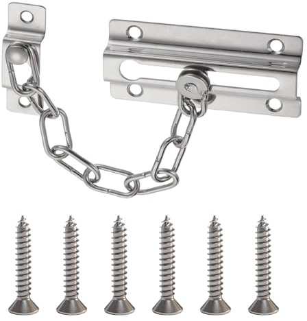 Cadena de Seguridad Antirrobo para Puerta, Cadena Puerta con Tornillos, para Hotel, Hogar, Apartamento, Dormitorio