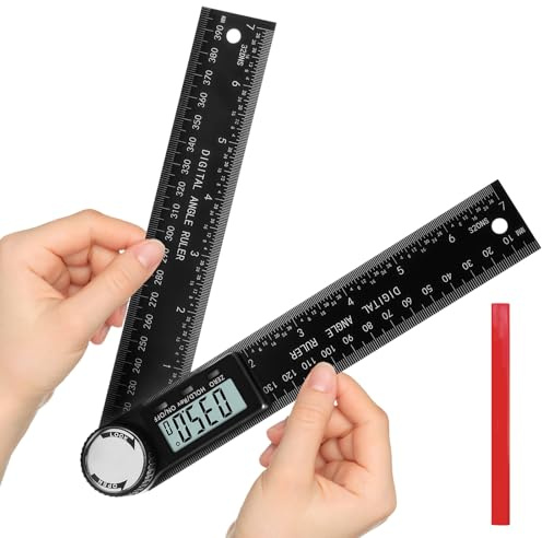 Flintronic Goniometro Digitale, Goniometro 360 Gradi, con display LCD e Doppia Gradazione, Misurazioni Angolari Esatte, per Ingegneria, Lavorazione del Legno, Compiti, L'edilizia