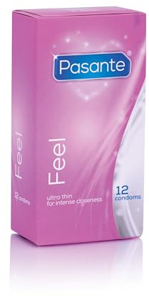 Pasante Sensitive (Feel) Condoms - Pack of 72 (6 Packs of 12)