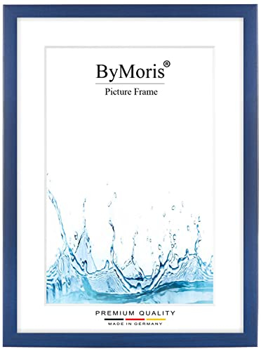 ByMoris Cornice per foto personalizzata 21 x 29.7 cm DIN A4 in Blu Scuro Sfocato con vetro acrilico antiriflesso, poster puzzle ritratto cornici in legno