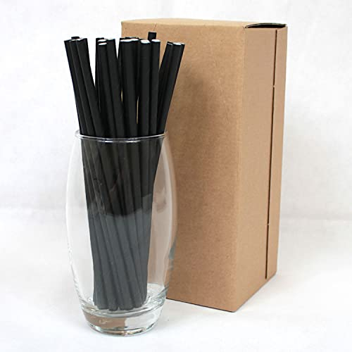Black Paper Straws (6mm x 200mm) - Pack Size 250 - FSC Certified/Food Safe/PFAS Free/Biodegradable/Eco-Friendly/Durable/Suitable for All Occasions