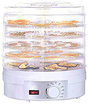 Qis.GH Deshydrateur, 350W 5 Grand Plateau Mini Électrique Deshydrateur Fruits Dryer Viande De Boeuf Légumes Preserver Machine, Réglage De La Température 35~68 ℃,Mechanical