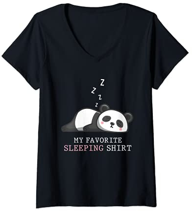 Femme Chemise De Nuit Pyjama Sieste Animal Endormi Dormir Panda T-Shirt avec Col en V