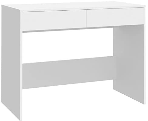 vidaXL Schreibtisch mit 2 Schubladen Computertisch Arbeitstisch Bürotisch PC Tisch Büro Laptoptisch Büromöbel Weiß 101x50x76,5cm Holzwerkstoff