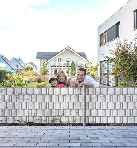 MyMaxxi Infinity Zaunsichtschutz - verwaschene helle Betonwand - Sichtschutzstreifen für Doppelstabmattenzaun - Windschutz Sonnenschutz Blickdicht - Sichtschutz Garten Teil1 + Teil2-500x100cm