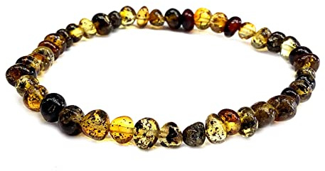 Bernsteinarmband perlenförmige Bernsteinperlen 6-7mm, 2 Größe eurer Wahl 17,5-19 oder 19-21, echter baltischer Bernstein Farbe - Slag/Erde, nicht hitzgepresst, nicht synthetisiert, 100% handgefertigt