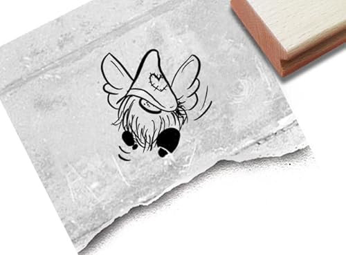 Stempel Weihnachtsstempel Wichtel, Gnom als Engel - Motivstempel Weihnachten Geschenkanhänger Weihnachtsdeko Tischdeko Scrapbook - zAcheR-fineT (klein ca. 34 x 34 mm)