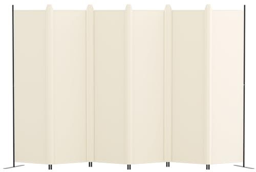 Kokorona 6 Panel Room Divider, 6FT Tall Folding Privacy Screen Wall Dividers, Portable Privacy Screen Freestanding Room Divider for Room Separation, Included - Cover Strips, Beige, 120''W x 72''H