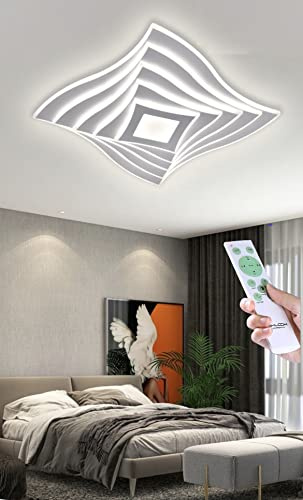 Partenopea Plafoniera Lampadario 75W da soffitto a led con Telecomando Design Stile Moderno Lampada per Camera Cucina Salotto Locali Commerciali (Quadrata effetto 3D)