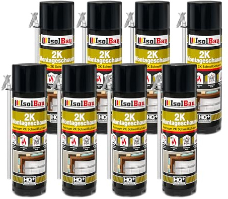 Isolbau 2K Montageschaum B2 Zargenschaum - Premium PU-Schnellschaum für Türen, Fenster, Dämmung & Montage - 8 x 400 ml