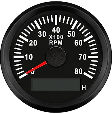 ELING 52 mm Drehzahlmesser 8000 U/min Messgerät mit roter Hintergrundbeleuchtung 12 V 24 V für Autorennen Motorrad