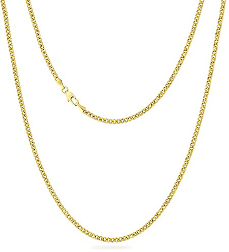 KRKC&CO 3mm Kette Damen, Herren Edelstahl Panzerkette mit Diamantschliff, 14K Gold Vergoldet Cuban Link Chains, Geschenke für Frauen Mädchen Männer Jungs, [Länge 50,8cm]