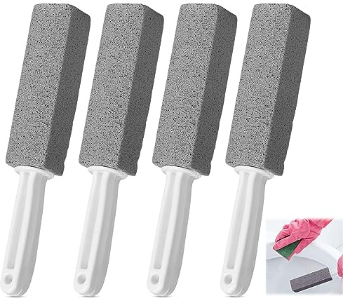 GAROMIA Bimsstein Toilettenreiniger 4 Stück Cleaning Block WC Bimsstein Toilette Reinigungsstein mit Griff Putzstein Deep Putzstein Bürsten Blöcke Bimsstein für Bürsten Wcfür Küche Grill