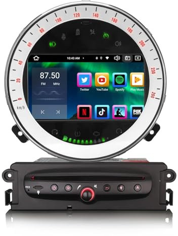 Erisin 7 Pulgadas 8-Núcleos 4GB RAM 64GB ROM Android 14 Radio Coche Bluetooth GPS Navegación para BMW Mini Cooper Soporte Inalámbrico CarPlay Android Auto DSP WiFi Dab+ USB OBD2 TPMS Estéreo DVD