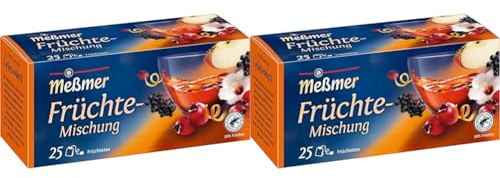 Meßmer Früchte-Mischung | 25 Teebeutel | Vegan | Glutenfrei | Laktosefrei (Packung mit 2)