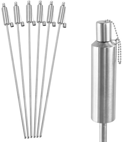 YUENFONG Trädgårdsfacklor för utomhusbruk av rostfritt stål, oljefackla fackla fackla 115 cm inkl. vekar med lås, för balkong terrass trädgård, 6 stycken