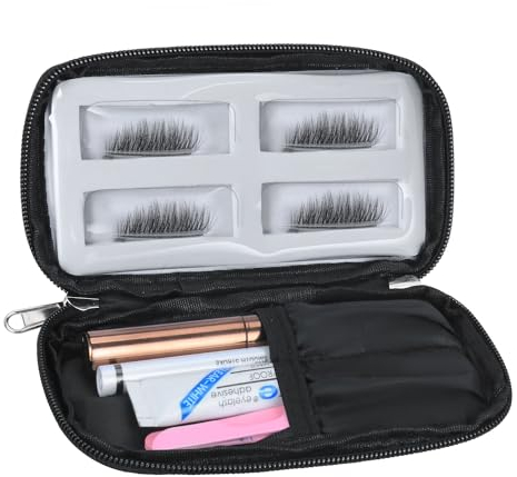 Wimpern-Aufbewahrungstasche, Wimpern-Werkzeug-Set, Organizer, Etui für falsche Wimpern, Applikator, Werkzeugtasche für Reisen, kleiner leerer Kosmetikkoffer, Wimpernhalter, Schwarz, Für Reisen