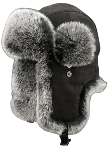 HEYANN Uschanka Fliegermütze Herren Trapper Russische Mütze Warme Mütze mit Ohrenklappen Russische Wintermütze Unisex Fliegermütze Fellmütze
