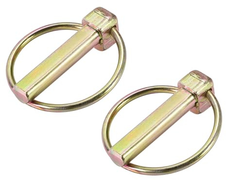 uxcell 2Pcs 11/32 x 2 Linch Pin with Ring, Trailer Pins Assortment Kit for Boat Kayak Canoe Trailer Tractor Trolley, Gold