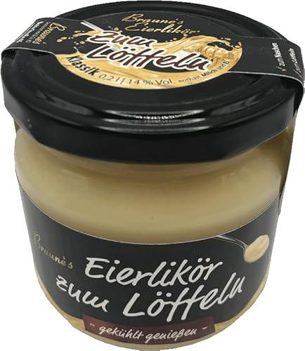 Braune‘s Eierlikör Klassik zum Löffeln 200 ml (14% vol.) – Cremig & Dickflüssig – Ideal zum Löffeln, für Desserts, Kaffee, Cocktails & Backen oder pur