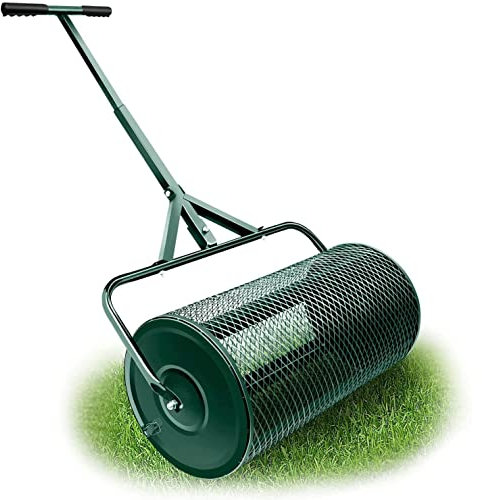 OSBELE Esparcidor de abono de 24 Pulgadas, esparcidor de turba con Mango Mejorado en Forma de T para Plantar Semillas, esparcidores de césped y jardín, para el Cuidado del césped y el jardín, rodil