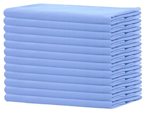 Sweet Needle Servietten, 100% Baumwolle, übergroß, 45 x 45 cm, Airy Blue, Schwerer Stoff für den täglichen Gebrauch, mit gehrten Ecken, 12 Stück