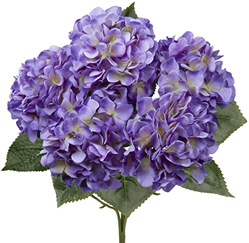 Groß Hortensien Kunstblumen Violett, Realistische Hortensien Blumenstrauß, Künstliche Blumen Seide Hydrangea Blumenarrangements, Real-Touch Faux Hortensie für Hochzeit Büro Cafes Haus Deko Küche